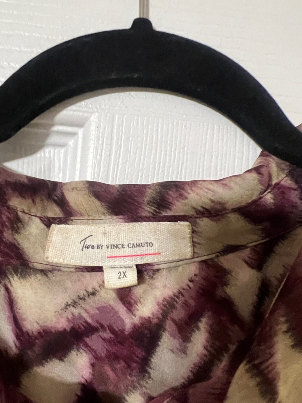 TWO by VINCE CAMITO Long Sleeve Sheer Button-Up Blouse - Purple/White - Picture 2 of 3